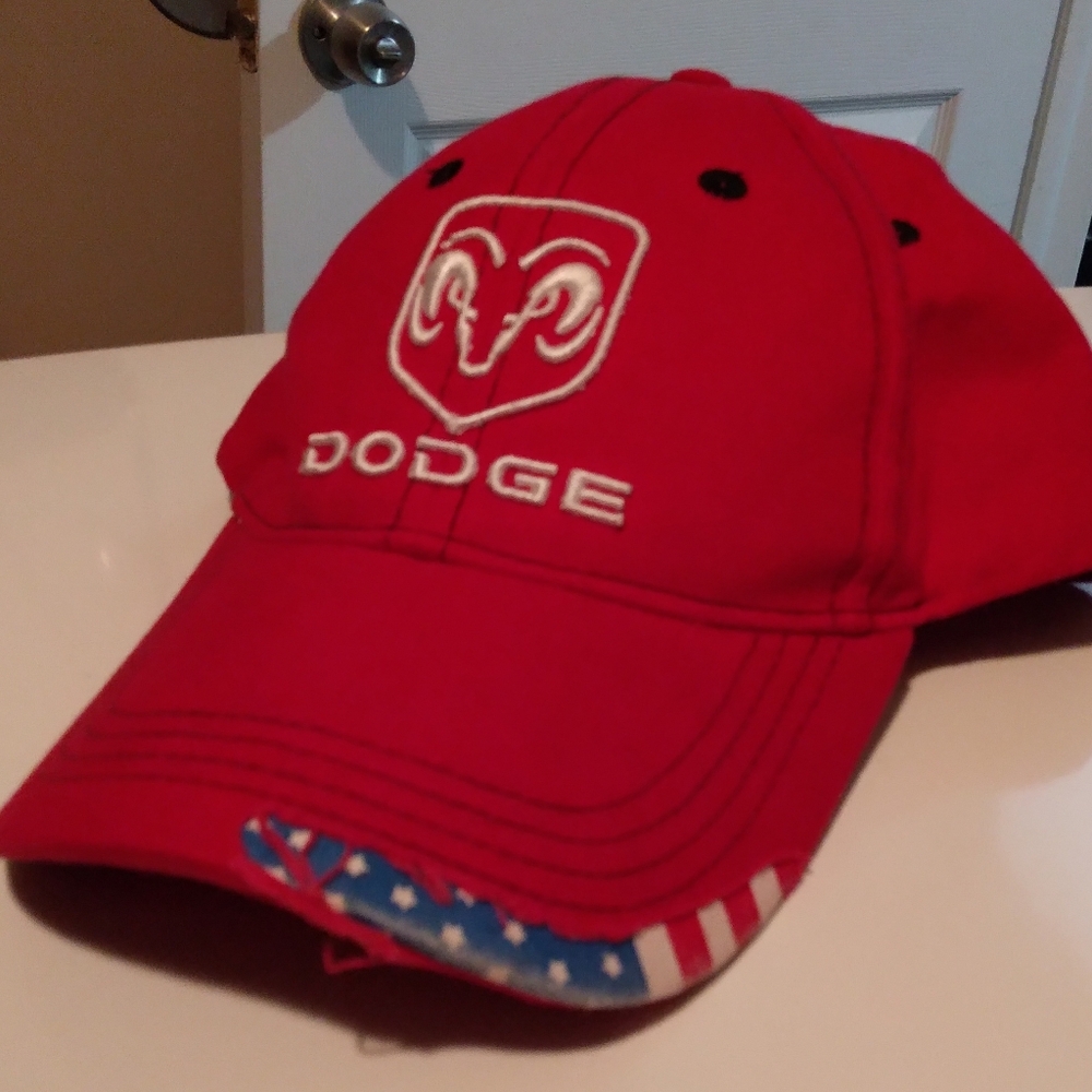 Dodge‎ Baseball Cap Hat Red White Blue American Flag Adjustable 100% Cotton